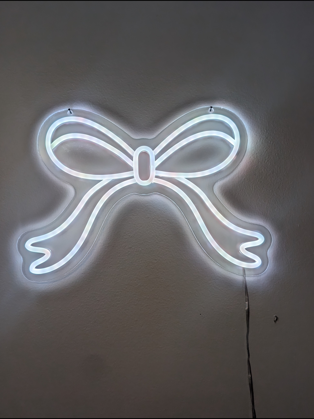 Neon Bow Wall Light - Iridescent White Glow